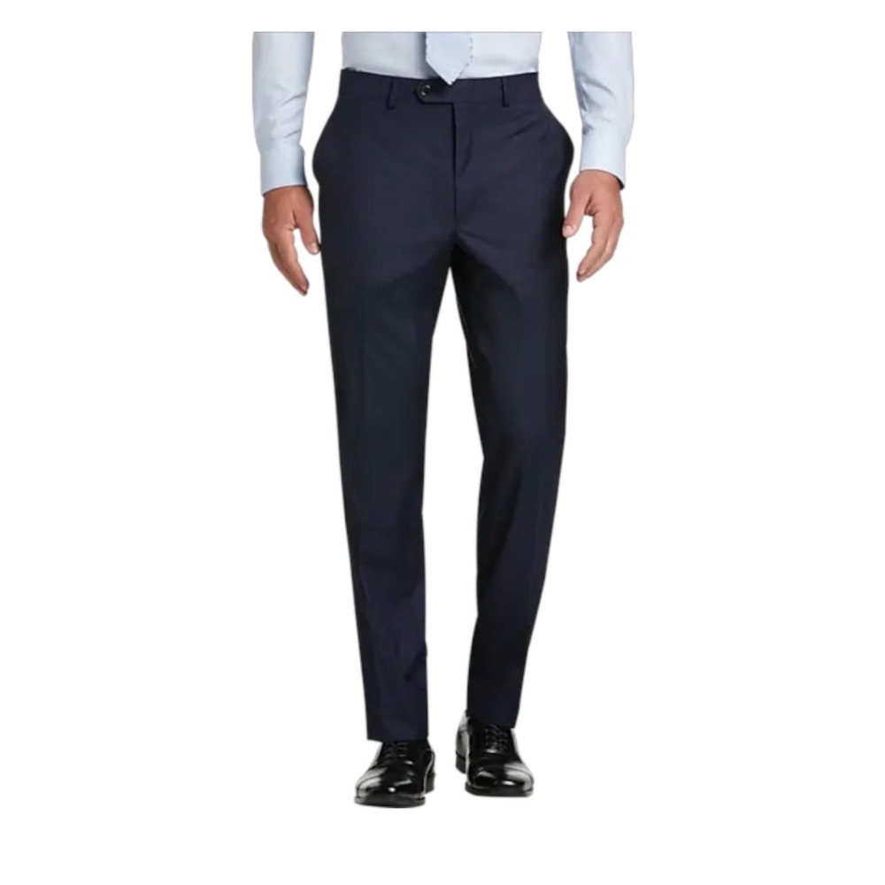 H21 Lauren Ralph Lauren Mens Navy‎ Blue Wool Blend Dress Pants 38W x 34L Stretch